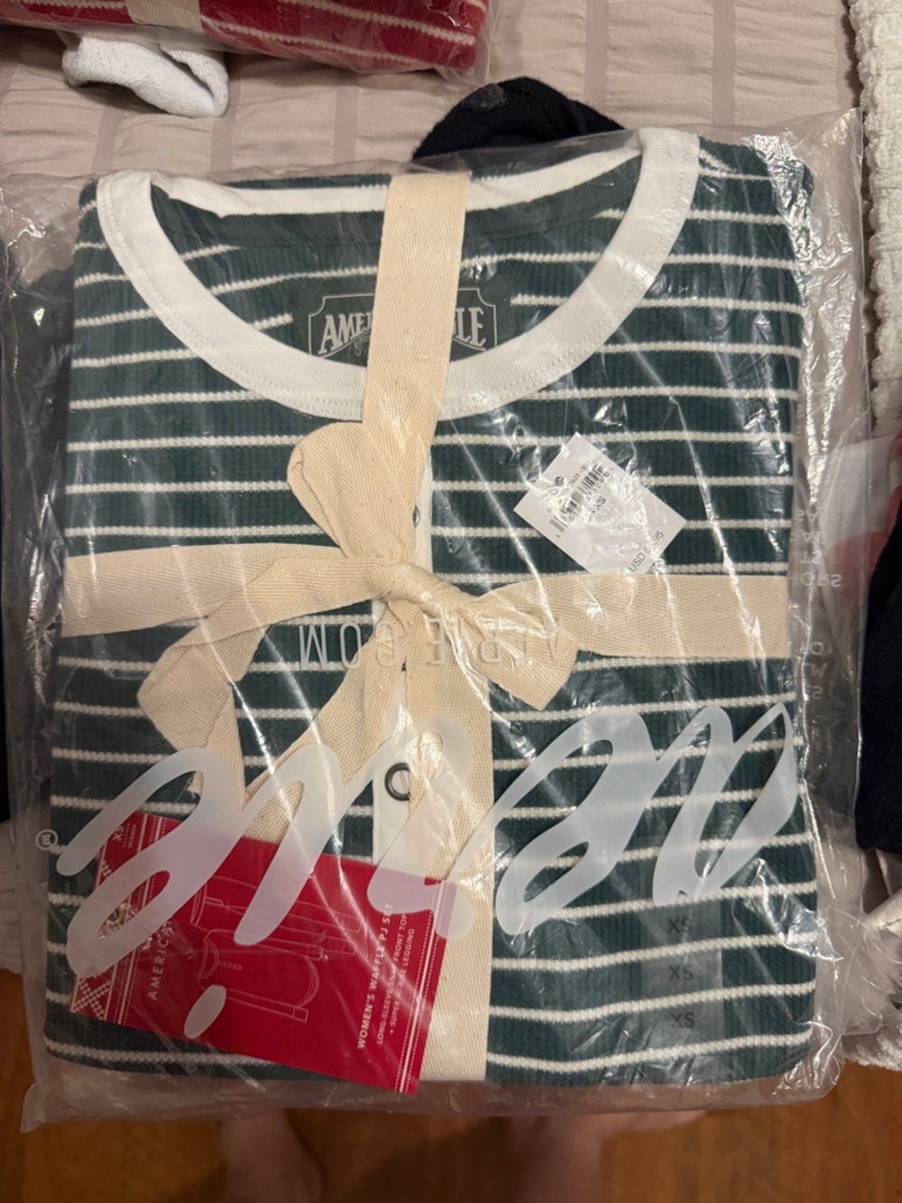 American Eagle Outfitters Green and White Striped Pajama Top